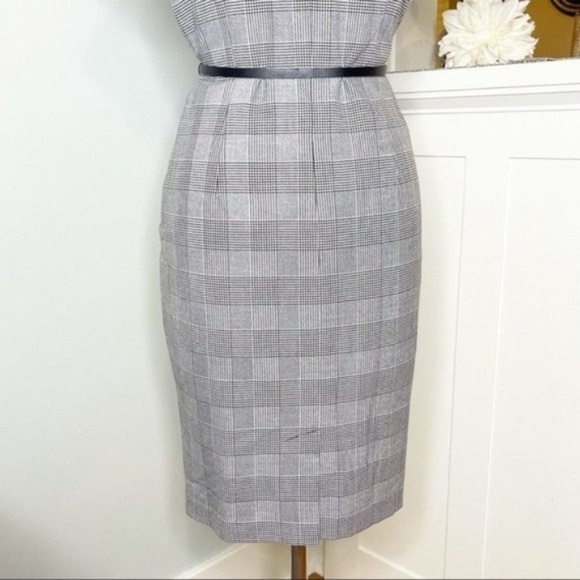 Calvin Klein Glen Plaid Faux Leather Sheath Dress 8 Medium - Picture 9 of 10